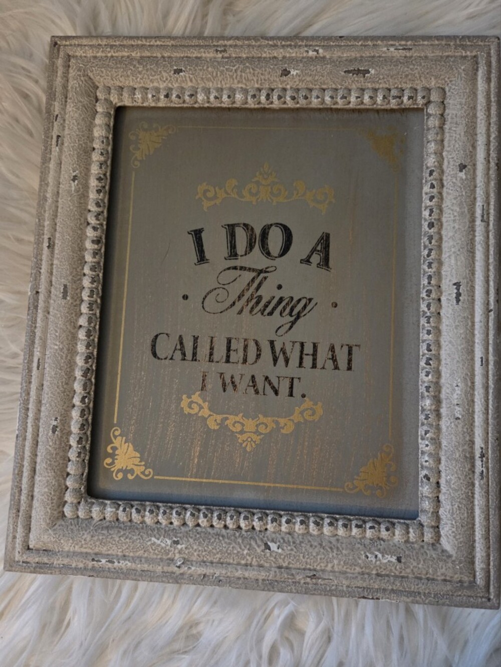 Framed Decorative Sign "I Do A Thing" in Gray and Gold